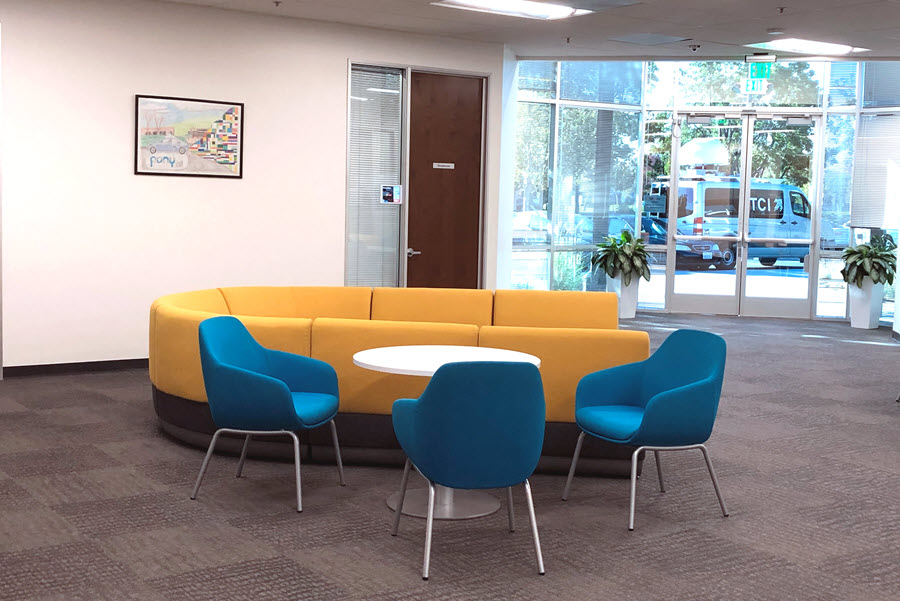 Open Area - Soft Seating, Collaboration Table with Guest Chairs