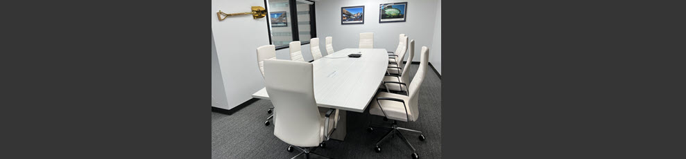 Conference Room - Boat Shaped Table with Popup Power - Conference Chairs - C014